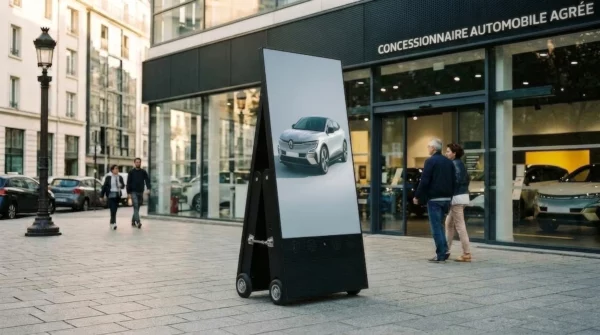 Stop trottoir LED devant concessionnaire automobile