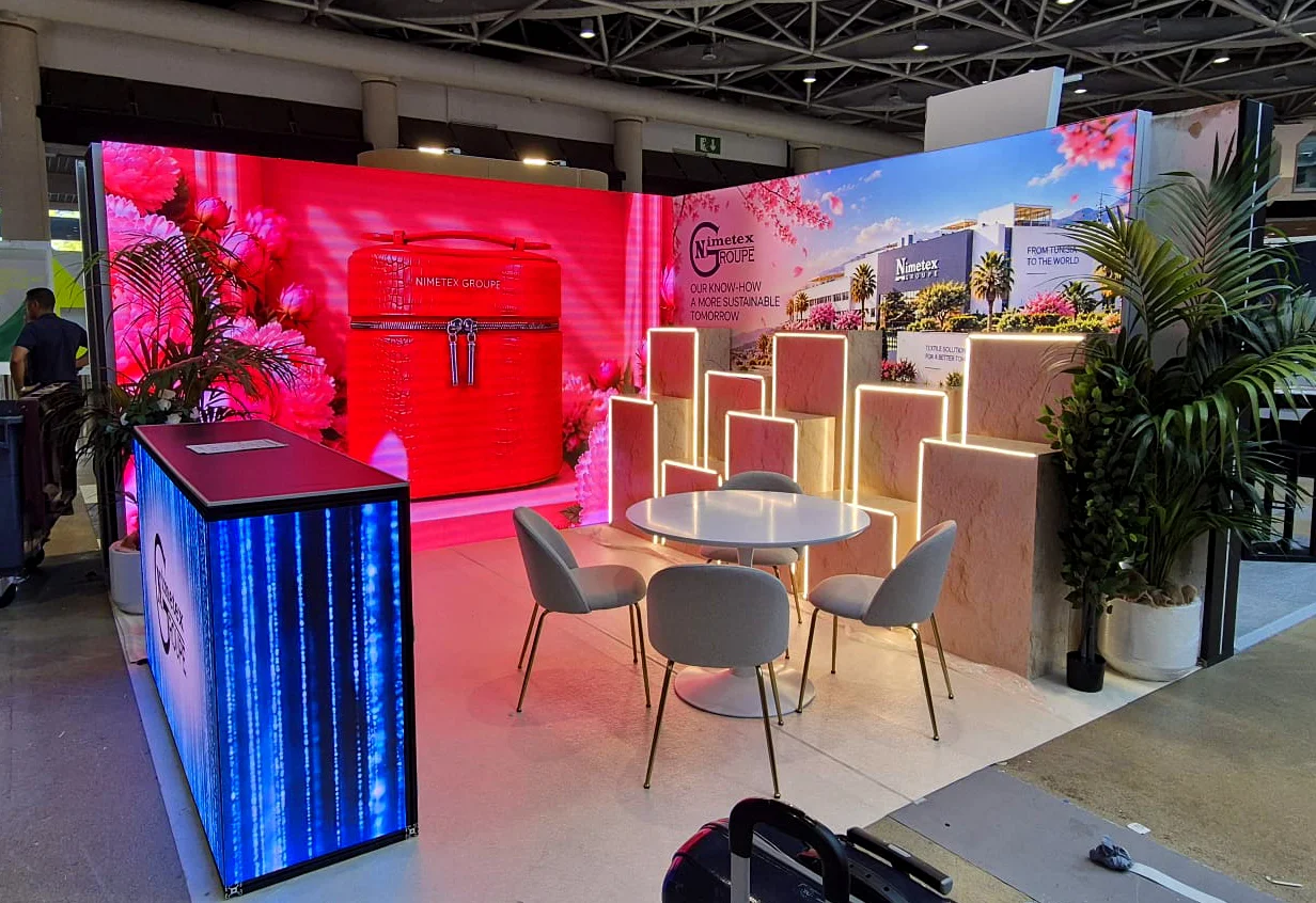 Création d’un stand LED pour Nimetex au Luxe Pack Monaco 2026 1 Création stand pour Nimetex à Monaco
